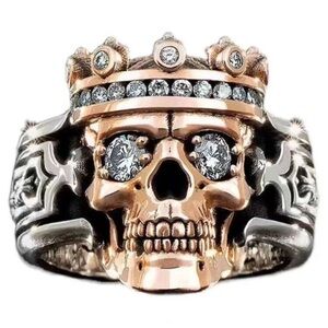 King Skull Ring, Skull Crown Ring, Crowned Skull Ring, Skeleton Ring